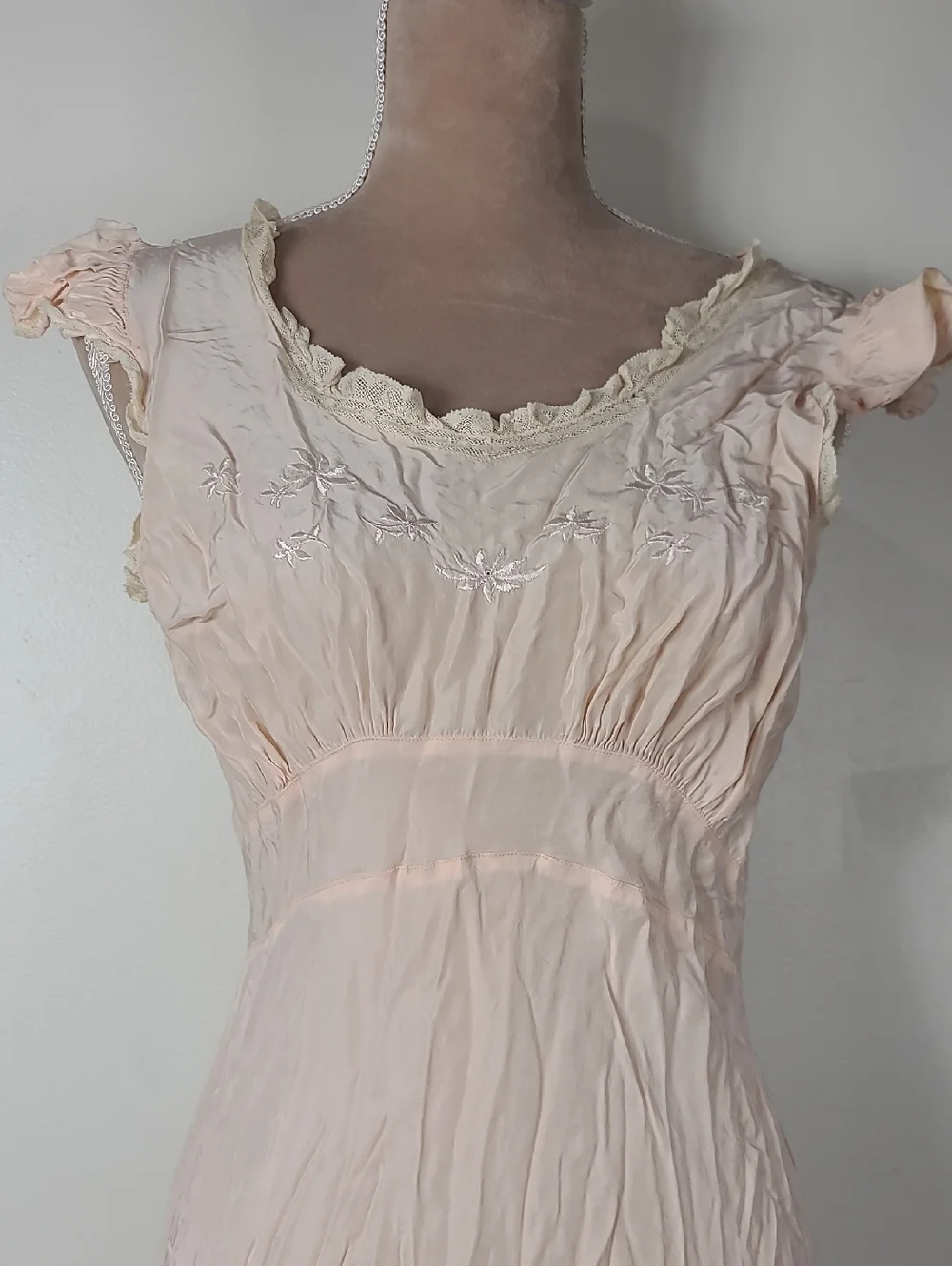Vtg Eastern Isles 1940s Pale Pink Old Hollywood Glamour Full Lengh Nightgown 36 - Picture 6 of 16